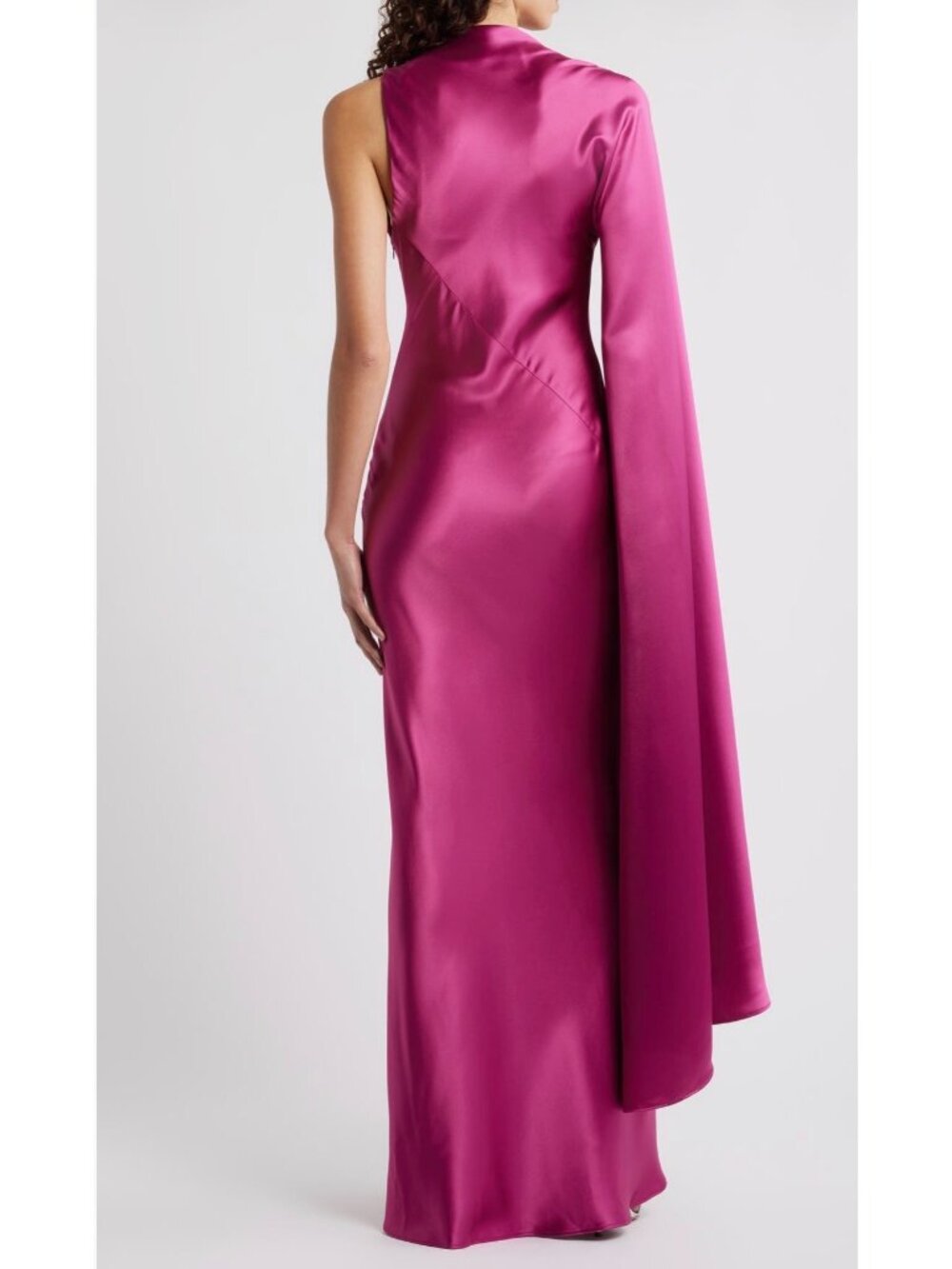 NWT Acler Ropley Drape Bias Cut fuchsia  Satin Maxi Cocktail Dress size US 10 - Picture 3 of 14